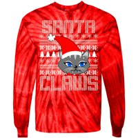 Santa Claws Cat Ugly Christmas Sweater Design Tie-Dye Long Sleeve Shirt