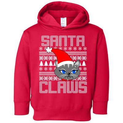 Santa Claws Cat Ugly Christmas Sweater Design Toddler Hoodie