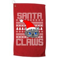 Santa Claws Cat Ugly Christmas Sweater Design Golf Towel