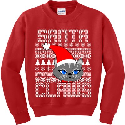 Santa Claws Cat Ugly Christmas Sweater Design Kids Sweatshirt