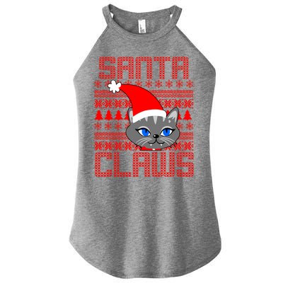 Santa Claws Cat Ugly Christmas Sweater Design Women’s Perfect Tri Rocker Tank