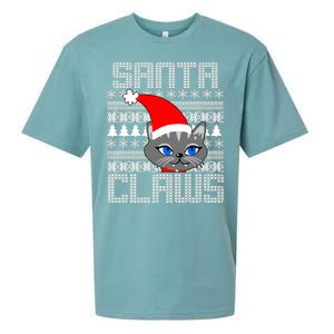 Santa Claws Cat Ugly Christmas Sweater Design Sueded Cloud Jersey T-Shirt