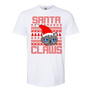 Santa Claws Cat Ugly Christmas Sweater Design Softstyle CVC T-Shirt