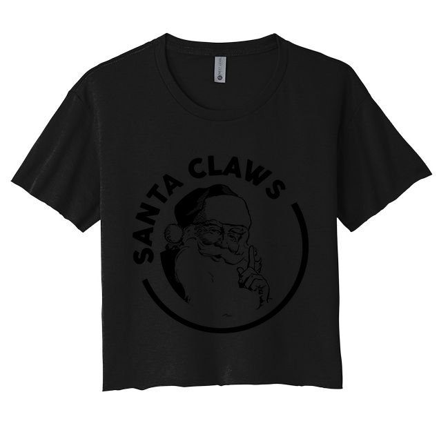 Santa Claws Drinking Funny Christmas Crop Top