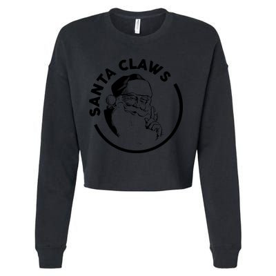 Santa Claws Drinking Funny Christmas Cropped Pullover Crew