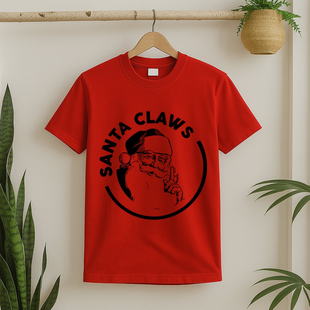 Santa Claws Drinking Funny Christmas T-Shirt