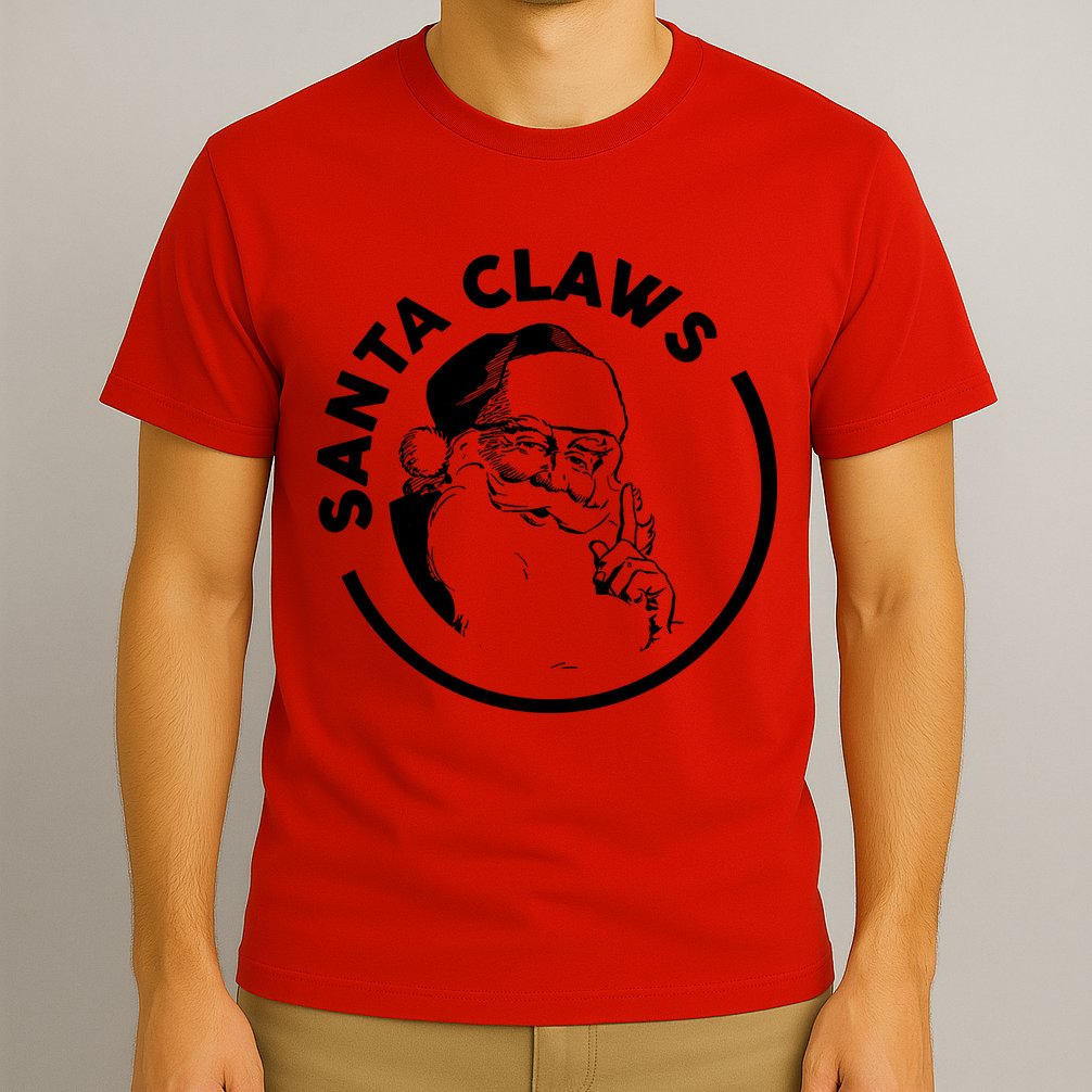 Santa Claws Drinking Funny Christmas T-Shirt