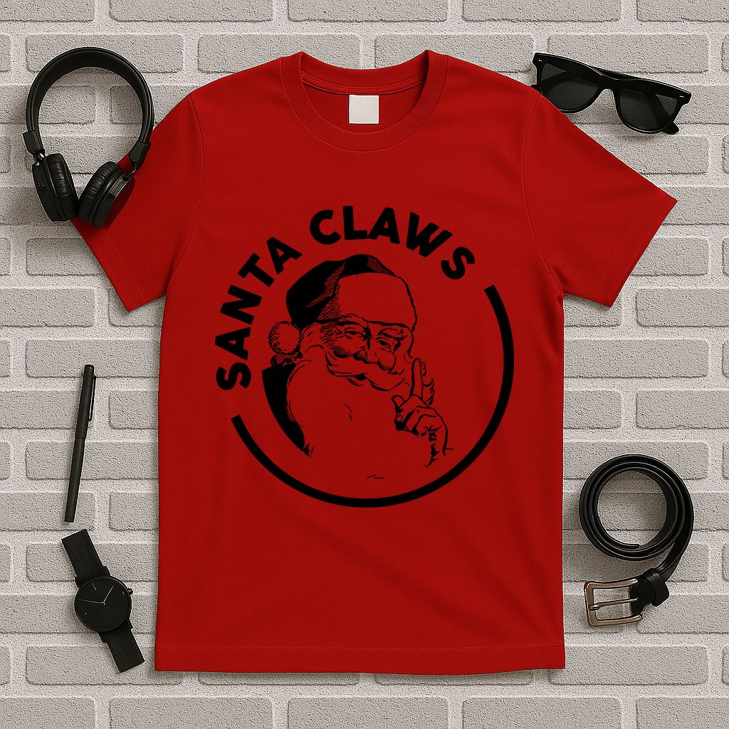 Santa Claws Drinking Funny Christmas T-Shirt