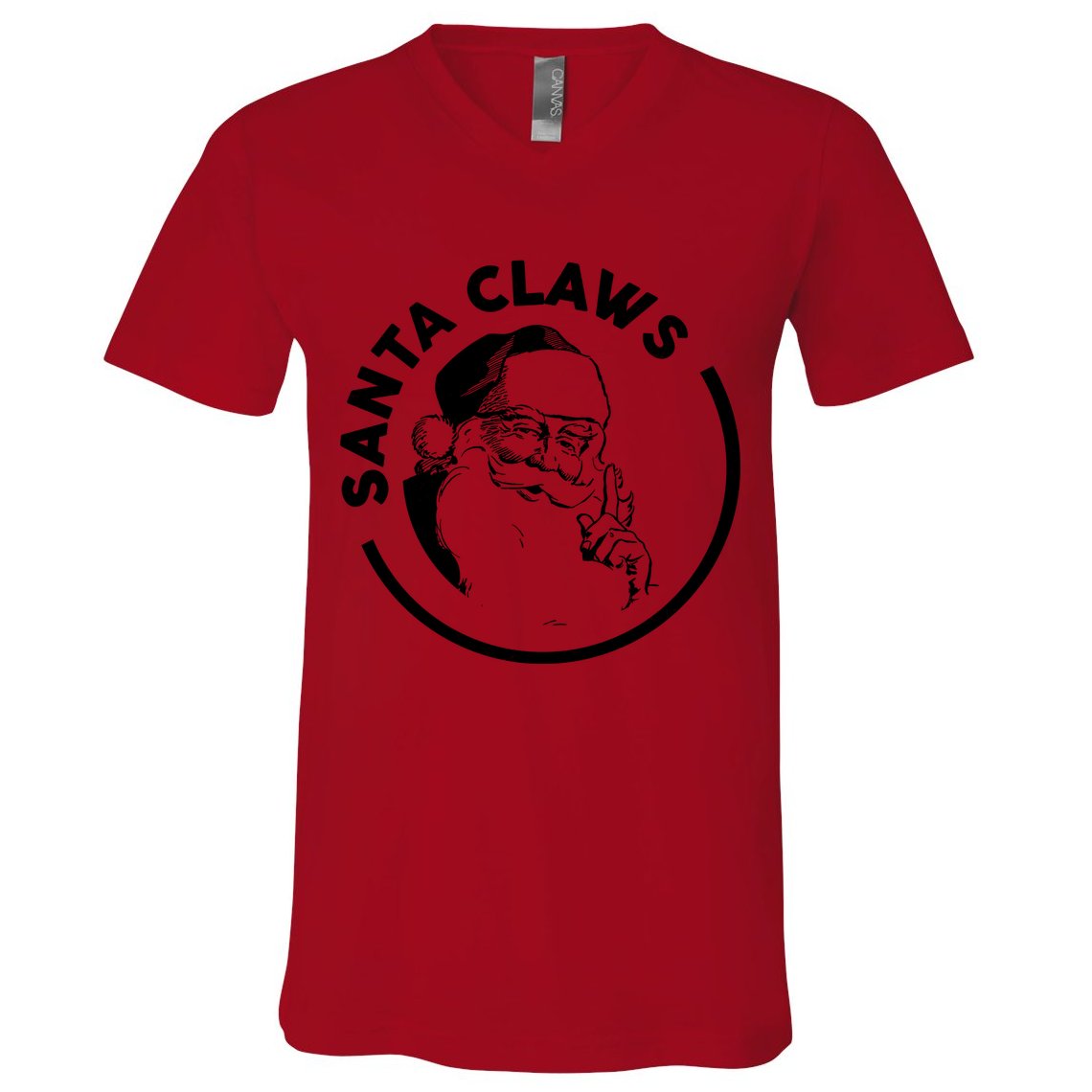 Santa Claws Drinking Funny Christmas V-Neck T-Shirt