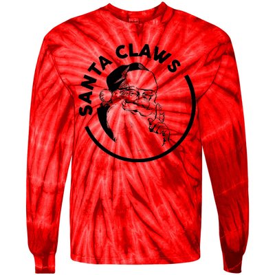 Santa Claws Drinking Funny Christmas Tie-Dye Long Sleeve Shirt