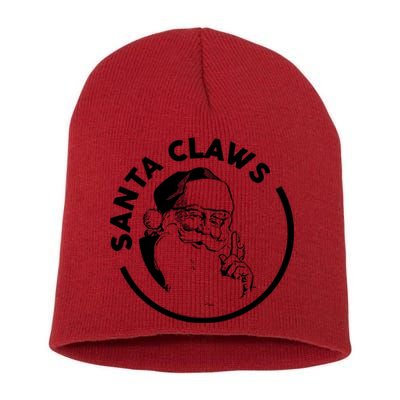 Santa Claws Drinking Funny Christmas Short Acrylic Beanie