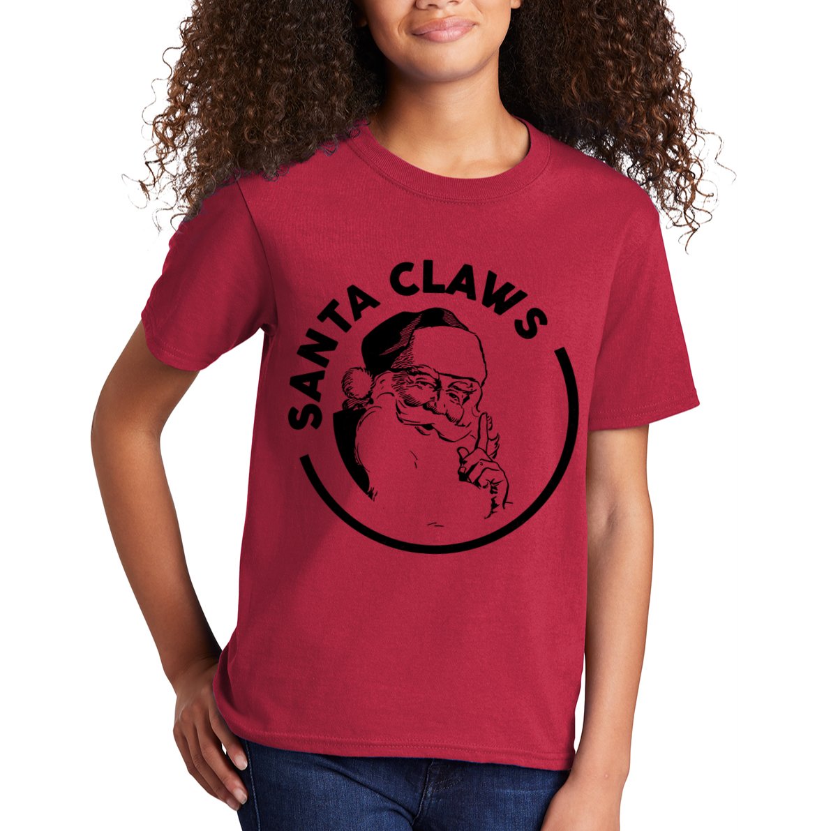 Santa Claws Drinking Funny Christmas Kids T-Shirt