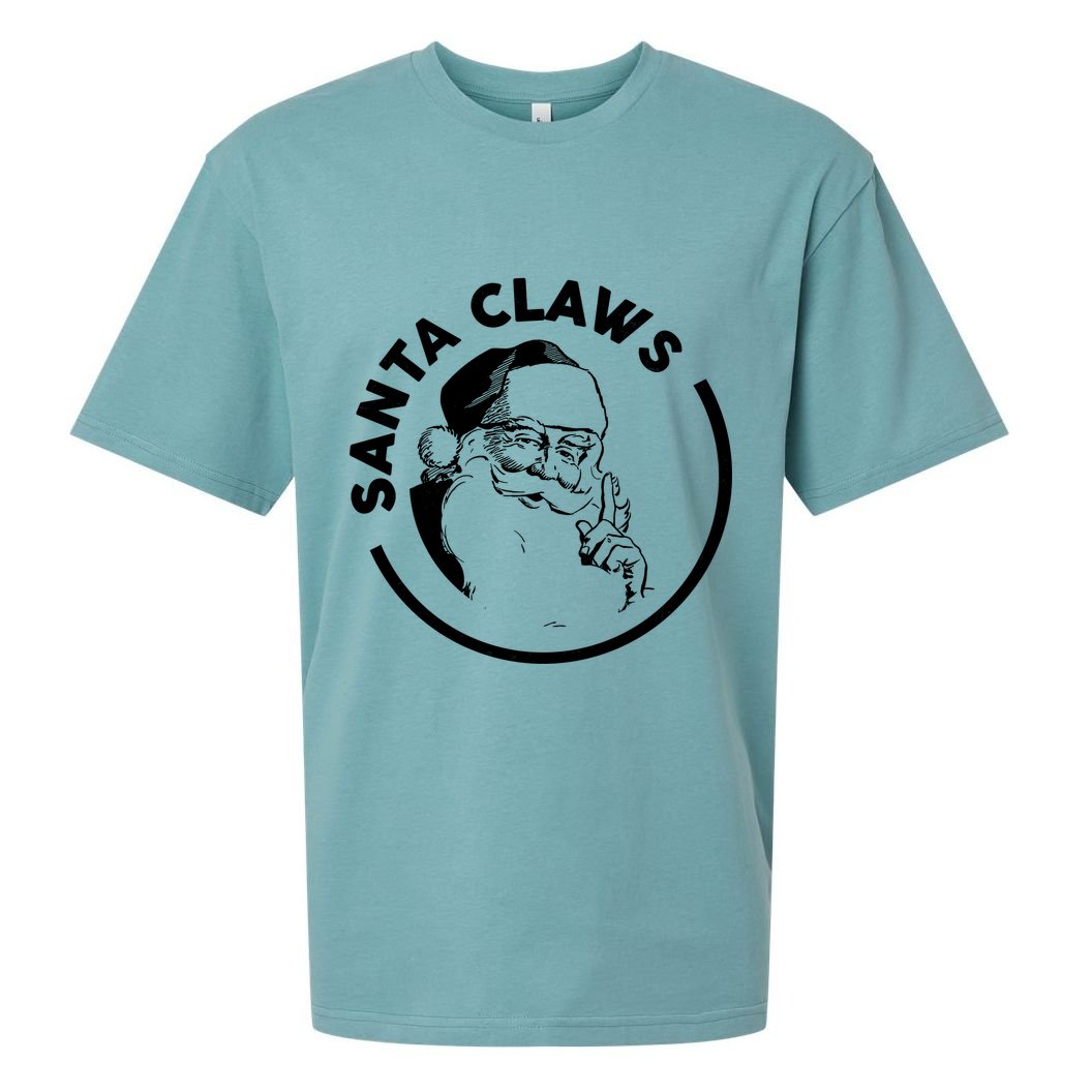 Santa Claws Drinking Funny Christmas Sueded Cloud Jersey T-Shirt