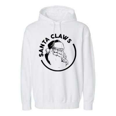 Santa Claws Drinking Funny Christmas Garment-Dyed Fleece Hoodie