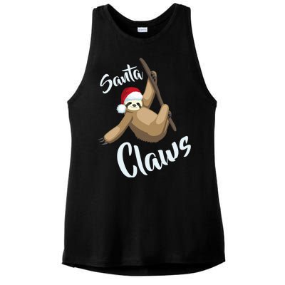 Santa Claws Sloth Christmas Ladies PosiCharge Tri-Blend Wicking Tank