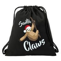 Santa Claws Sloth Christmas Drawstring Bag