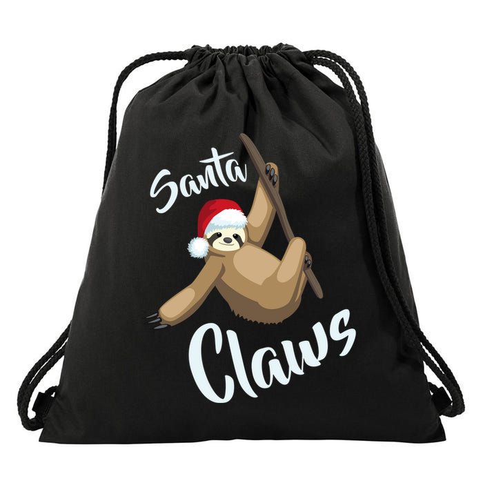 Santa Claws Sloth Christmas Drawstring Bag