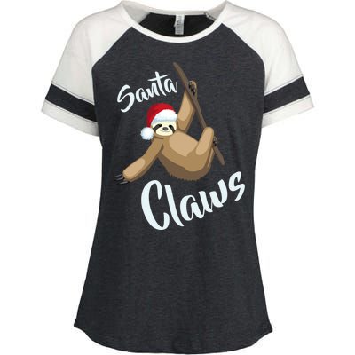 Santa Claws Sloth Christmas Enza Ladies Jersey Colorblock Tee