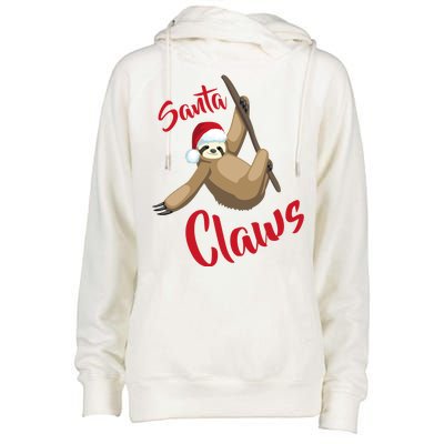 Santa Claws Sloth Christmas Womens Funnel Neck Pullover Hood