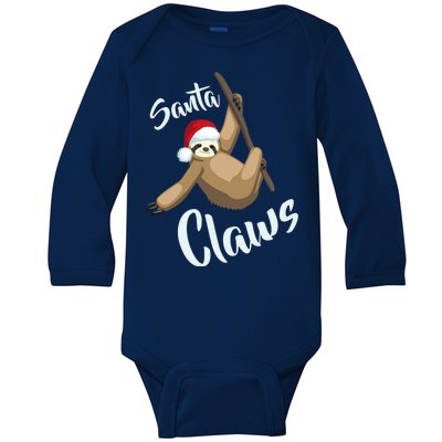 Santa Claws Sloth Christmas Baby Long Sleeve Bodysuit