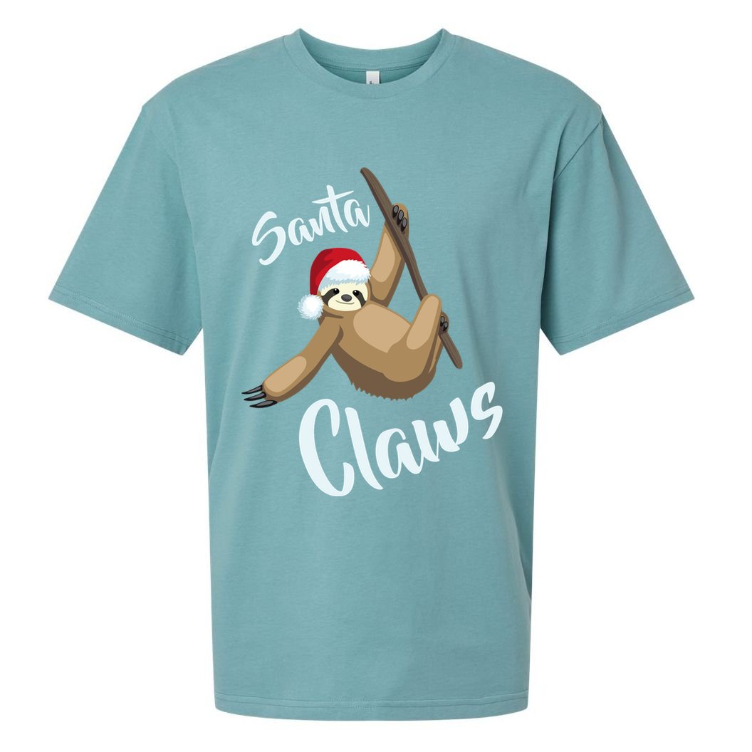 Santa Claws Sloth Christmas Sueded Cloud Jersey T-Shirt