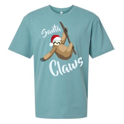 Santa Claws Sloth Christmas Sueded Cloud Jersey T-Shirt