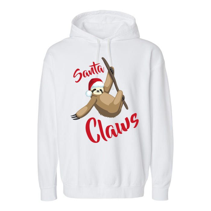 Santa Claws Sloth Christmas Garment-Dyed Fleece Hoodie