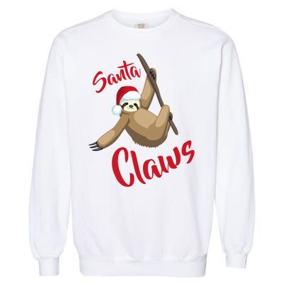 Santa Claws Sloth Christmas Garment-Dyed Sweatshirt