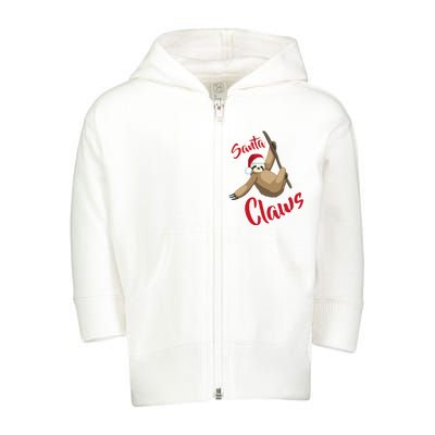 Santa Claws Sloth Christmas Toddler Zip Fleece Hoodie