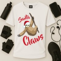 Santa Claws Sloth Christmas Cooling Performance Crew T-Shirt