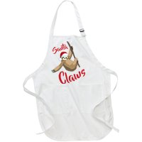 Santa Claws Sloth Christmas Full-Length Apron With Pockets