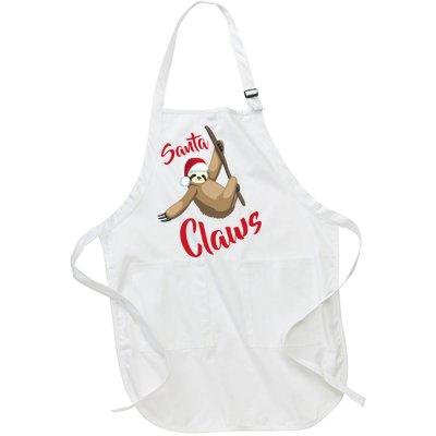 Santa Claws Sloth Christmas Full-Length Apron With Pockets