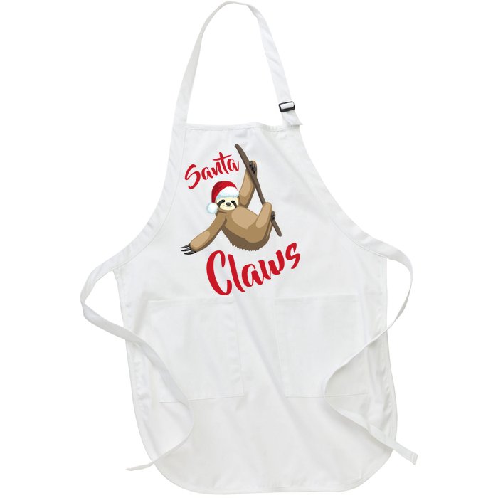 Santa Claws Sloth Christmas Full-Length Apron With Pockets