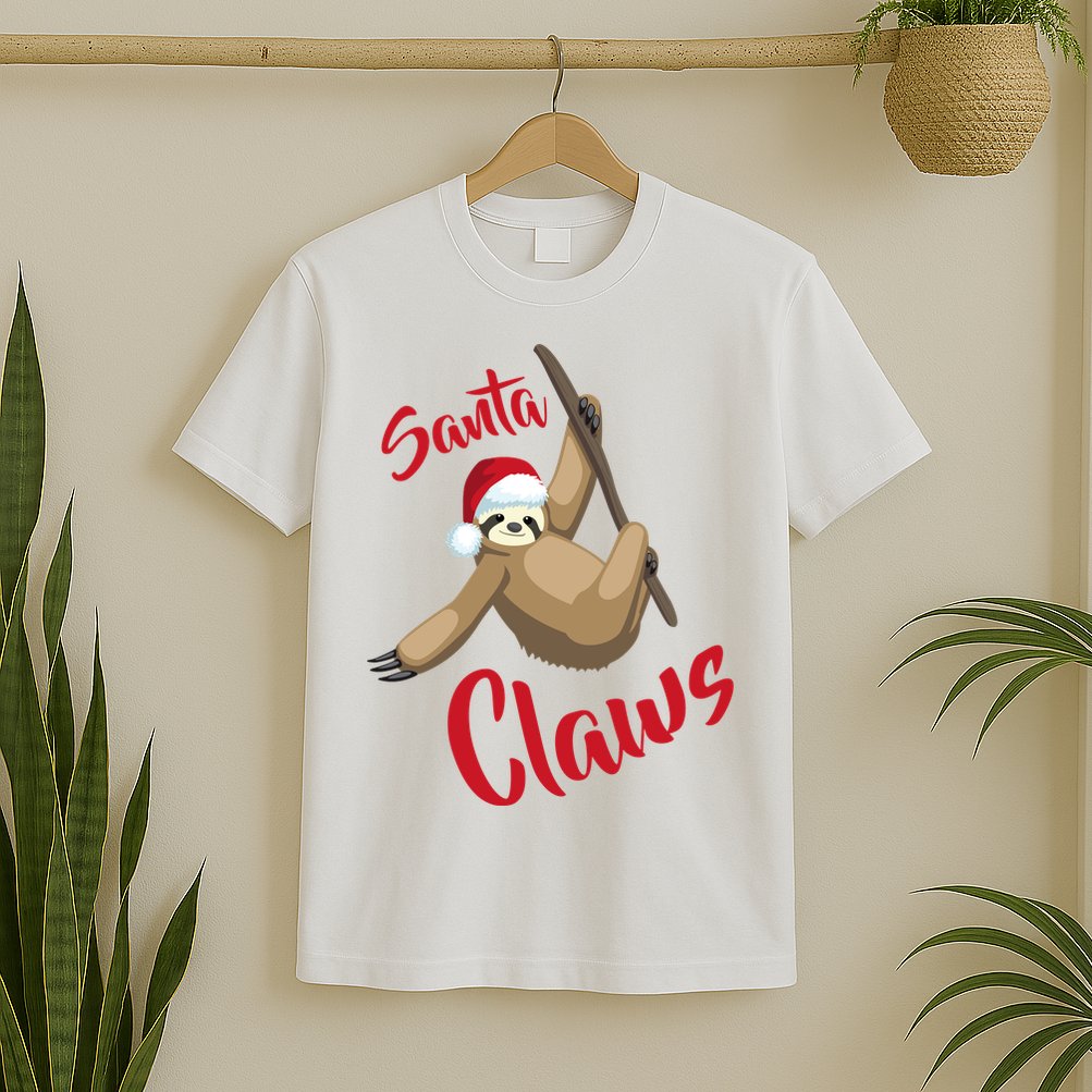Santa Claws Sloth Christmas T-Shirt