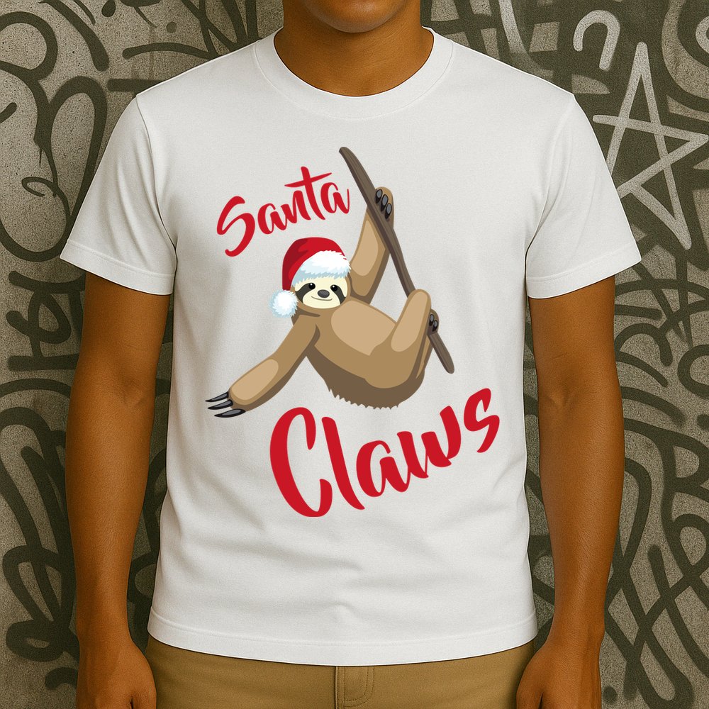 Santa Claws Sloth Christmas T-Shirt