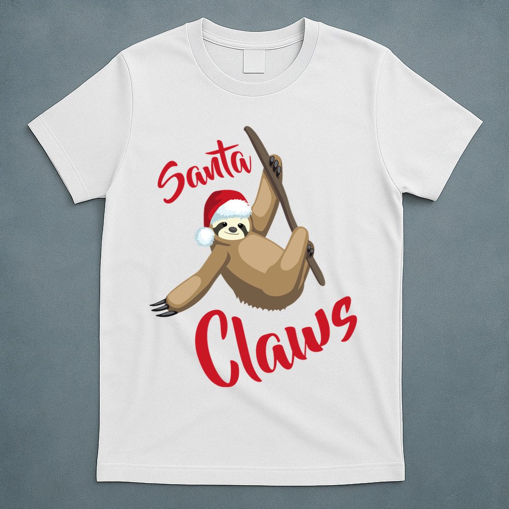 Santa Claws Sloth Christmas T-Shirt
