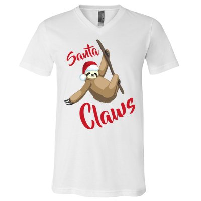 Santa Claws Sloth Christmas V-Neck T-Shirt