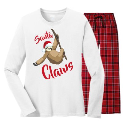 Santa Claws Sloth Christmas Women's Long Sleeve Flannel Pajama Set 