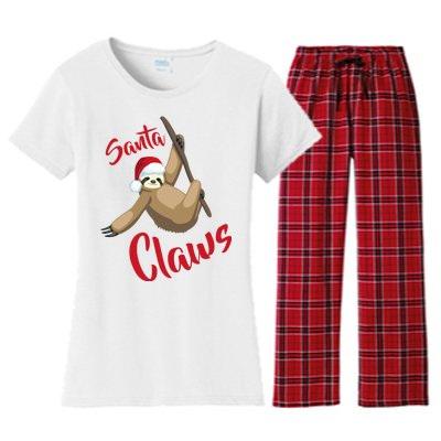 Santa Claws Sloth Christmas Women's Flannel Pajama Set