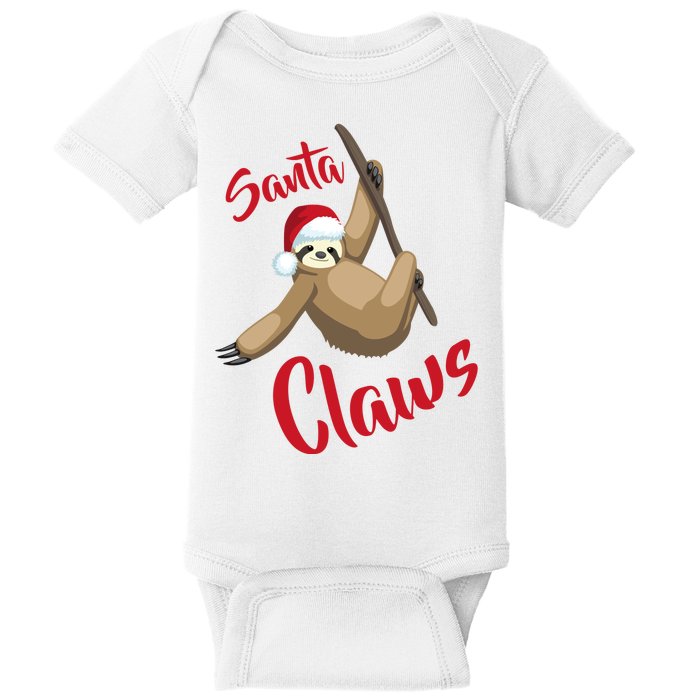 Santa Claws Sloth Christmas Baby Bodysuit