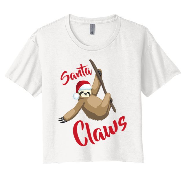 Santa Claws Sloth Christmas Crop Top