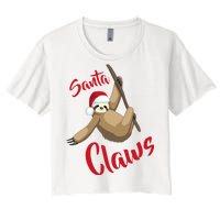 Santa Claws Sloth Christmas Women's Crop Top Tee