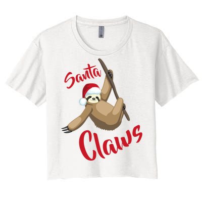 Santa Claws Sloth Christmas Women's Crop Top Tee