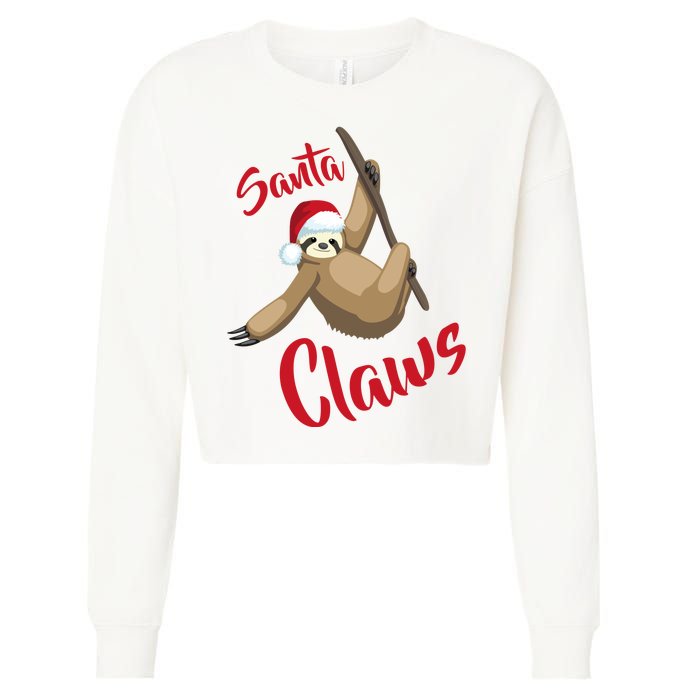 Santa Claws Sloth Christmas Cropped Pullover Crew