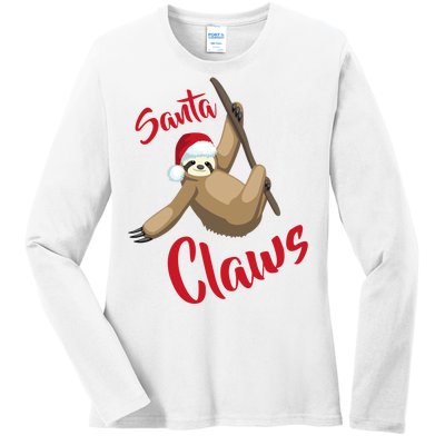 Santa Claws Sloth Christmas Ladies Long Sleeve Shirt