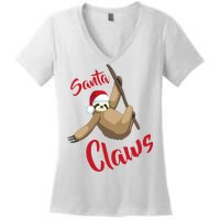 Santa Claws Sloth Christmas Women's V-Neck T-Shirt