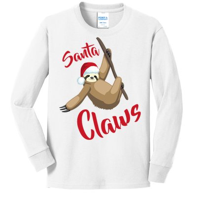 Santa Claws Sloth Christmas Kids Long Sleeve Shirt