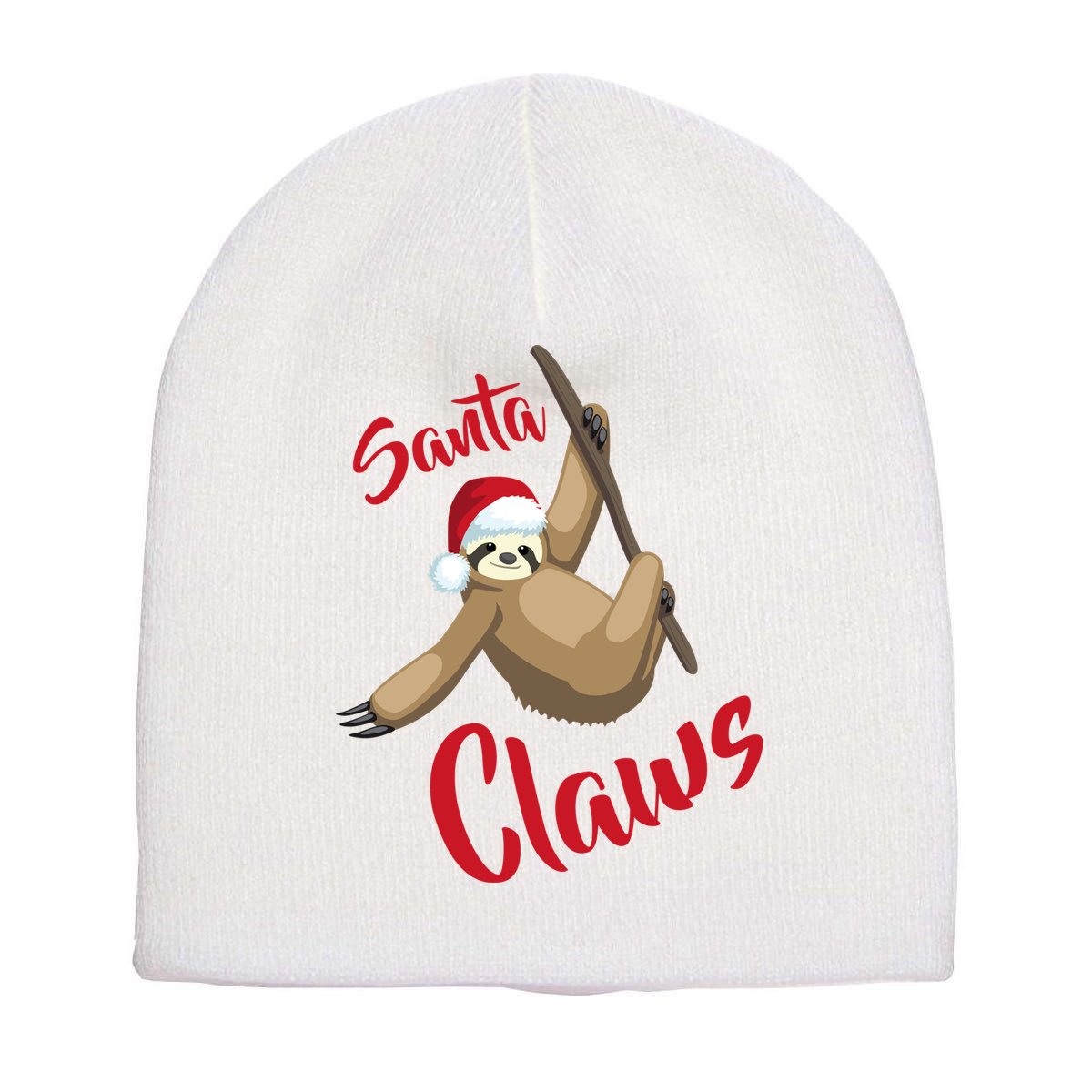 Santa Claws Sloth Christmas Short Acrylic Beanie
