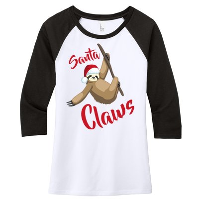 Santa Claws Sloth Christmas Women's Tri-Blend 3/4-Sleeve Raglan Shirt