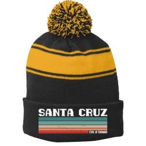 Santa Cruz California Stripe Pom Pom Beanie